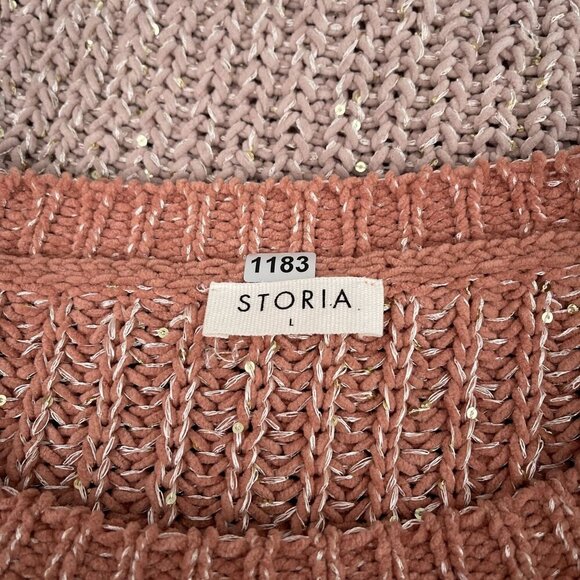 Chunky Colorblock Womens Knit Sweater Top Oversized Dolman Sleeve‎ Pullover L - Picture 5 of 10